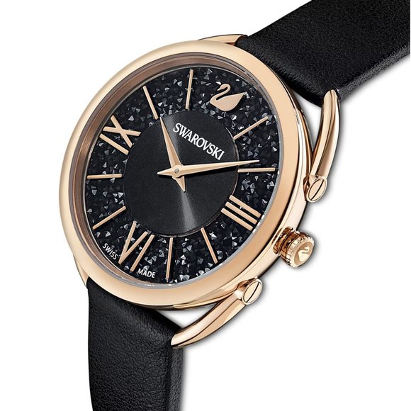 Swarovski - Crystalline Glam Watch Swiss Made, Leather strap, Black, Rose gold main image 10